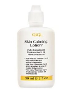 GiGi Skin Calming Lotion is specially formulated with cortisone to soothe and calm the skin after a waxing session. A calming botanical blend of Aloe Vera, Vitamins C and E helps to promote healing.